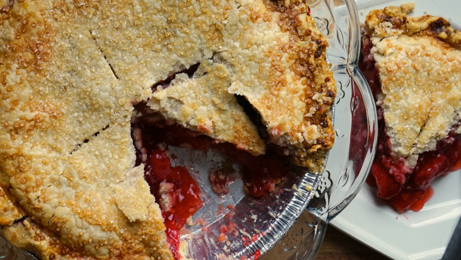 Freshly baked berry pie from Blooms & Berries Farm Bakery